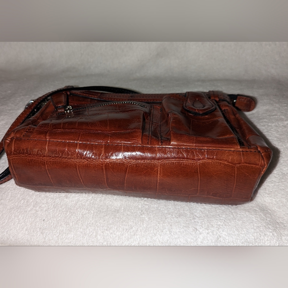 Brighton Small Brown Embossed Leather Multi Pocke… - image 6